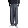 Men Pants Button Zipper Fly Pockets Loose Korean Style Suit Pants Spring Autumn Mid-Waist Straight Wide Leg Casual Trousers 5