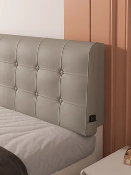 Bla Genuine Leather American Sle Bed Head Pillow European Sle Wood Tat Barest Cuion Wall Adhesive