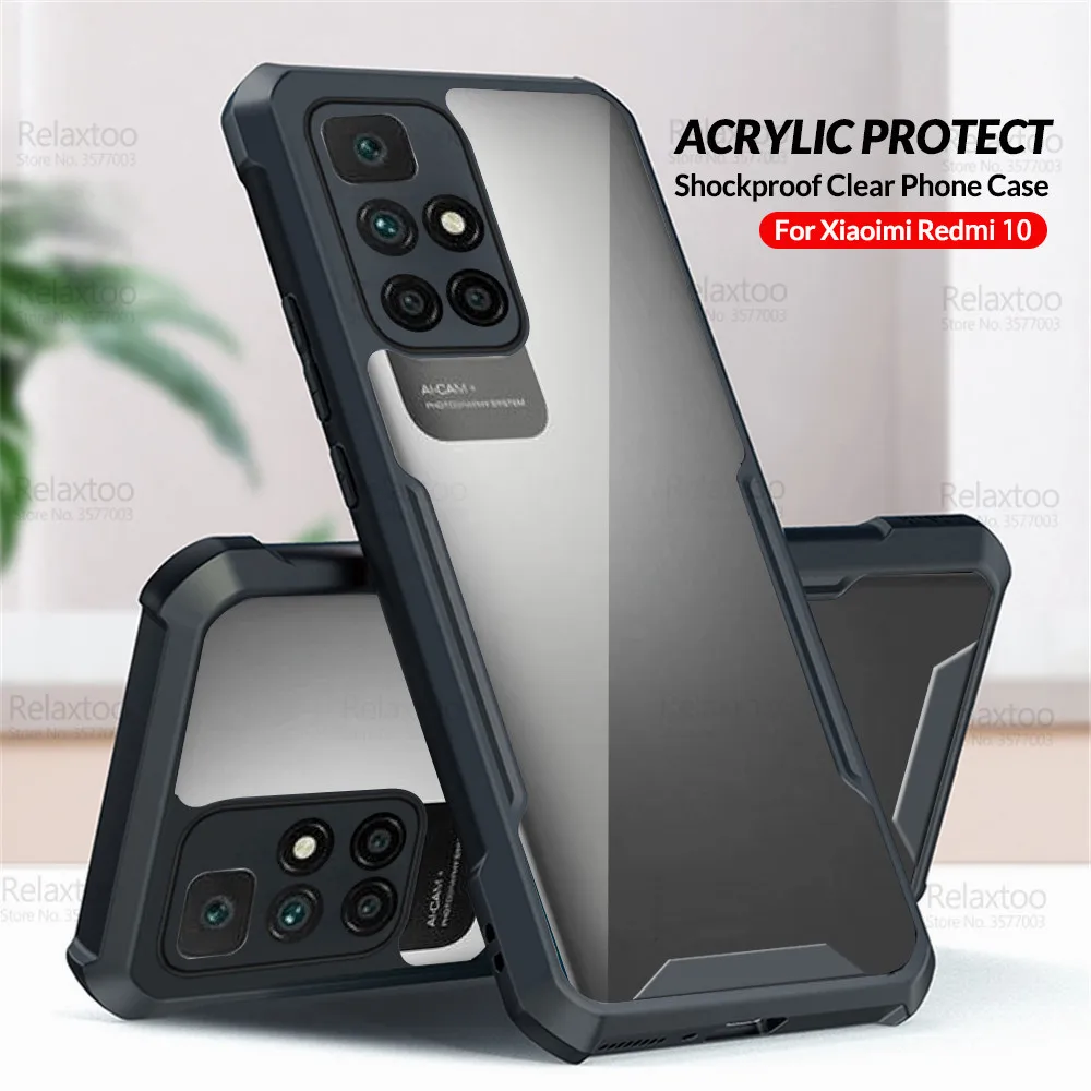 Acrylic Back Clear Case For Xiaomi Redmi 10 Xiomi Redmy Note10 Pro Note 10Pro 10S Redmi10 Camera Protect Shockproof Cover Fundas 