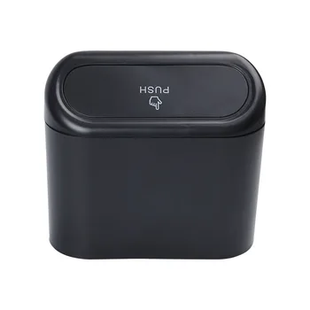 Car Trash Bin Hanging Vehicle Garbage Dust Case Storage Box Black Abs Square Pressing Type Trash Can Auto Interior Accessories 1