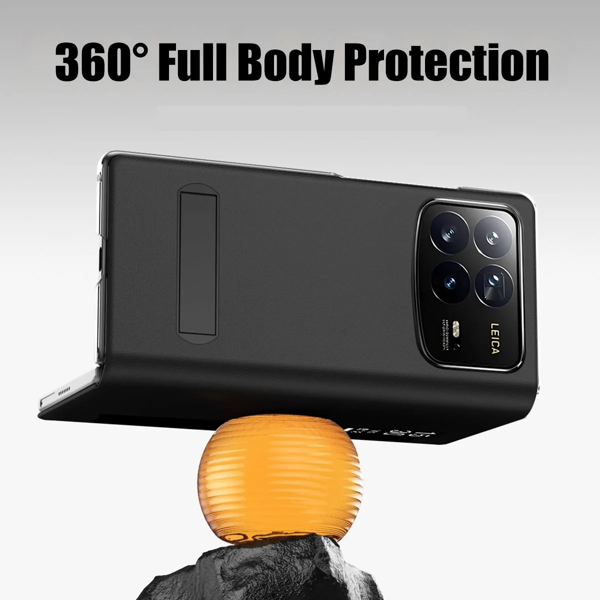 Étui à rabat en cuir Smart View pour Xiaomi Mix Fold 4 Smart Wake Sleep Call ID Display avec support_voghion.com