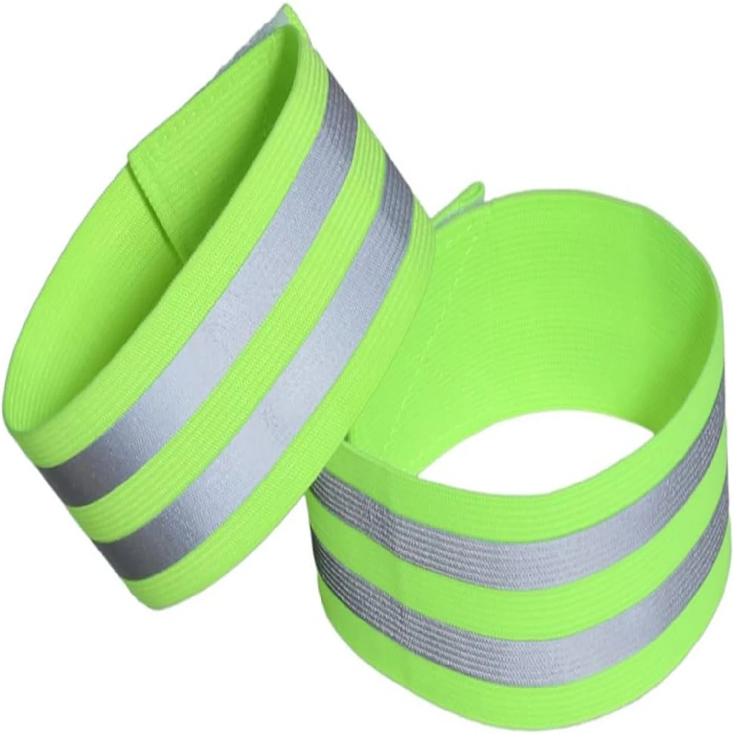 High Visibility Reflective Fluorescent Arm Bands and Ankle Bands Set for Night Running Walking Cycling Essential Safe