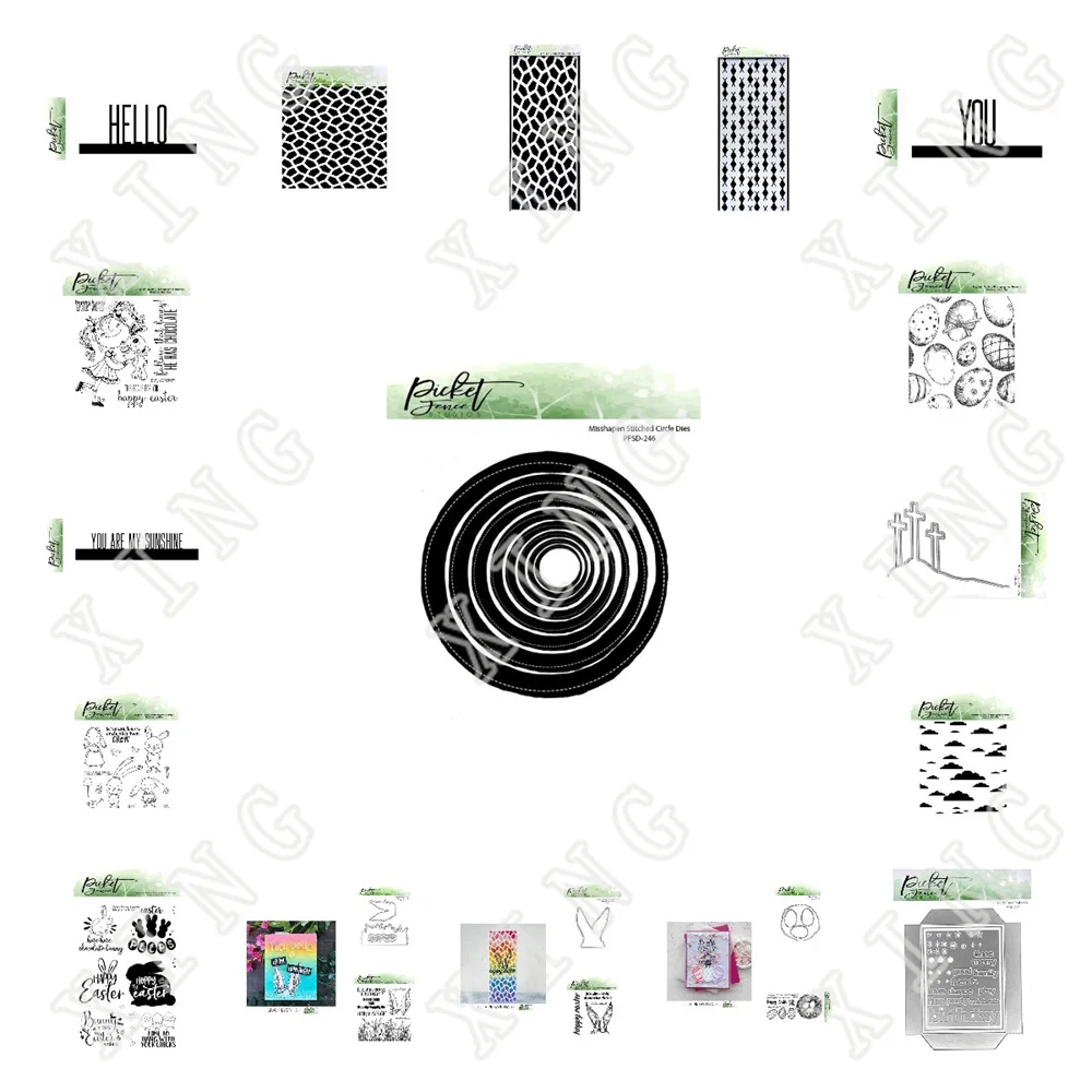 Vintage Garden Eggs-Tra Easter Cobblestone Stencil Full Front Shaker Fustelle Eastertime Bunny Timbri Stampi Per Goffratura Di Carta