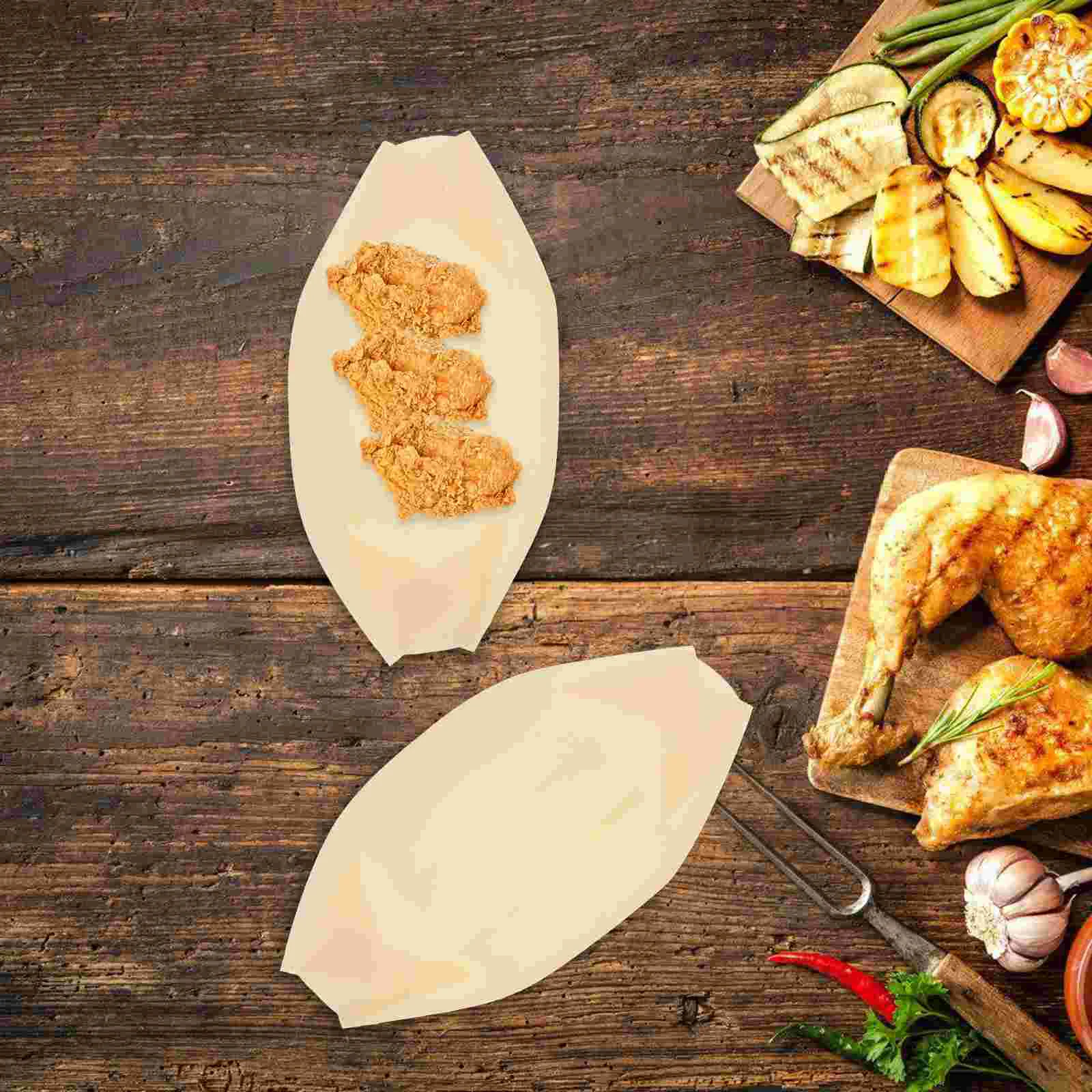 Boat Shaped Food Packaging Box Kraft Paper Trays Commercial Snacks Fries BBQ Material Catering Events Restaurants