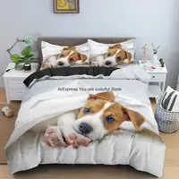 2022 Cute Jack Russell Dog  Luxury Queen King Single Bedding Set Duvet Cover With Pillowcase For Kids Adult Bedclothes 1