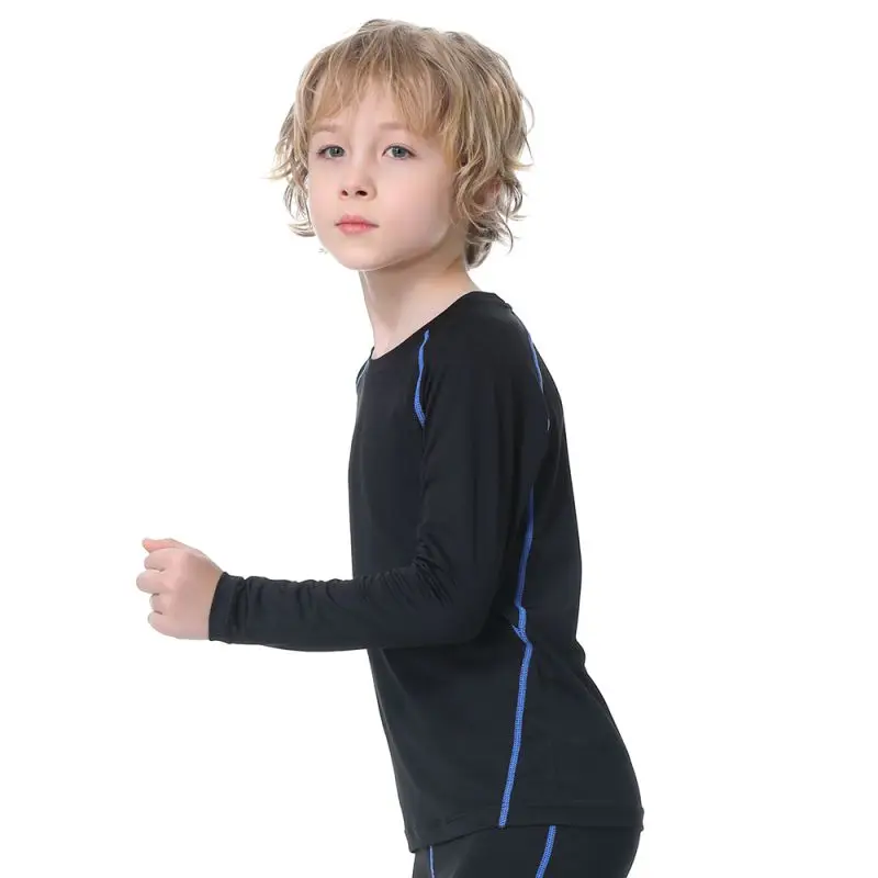 Kids Boys Sports Compression T-shirt Long Sleeved Velvet Sportswear 14 S410256f5e129425685ef379a9a7dc719n