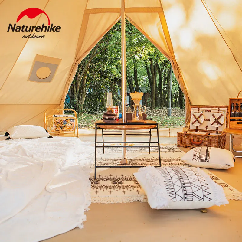 Naturehike 12.3 Cotton Pyramid Tent 5-8 People Large Space Waterproof Breathable Outdoor Camping Travel Tipi Big House Tent