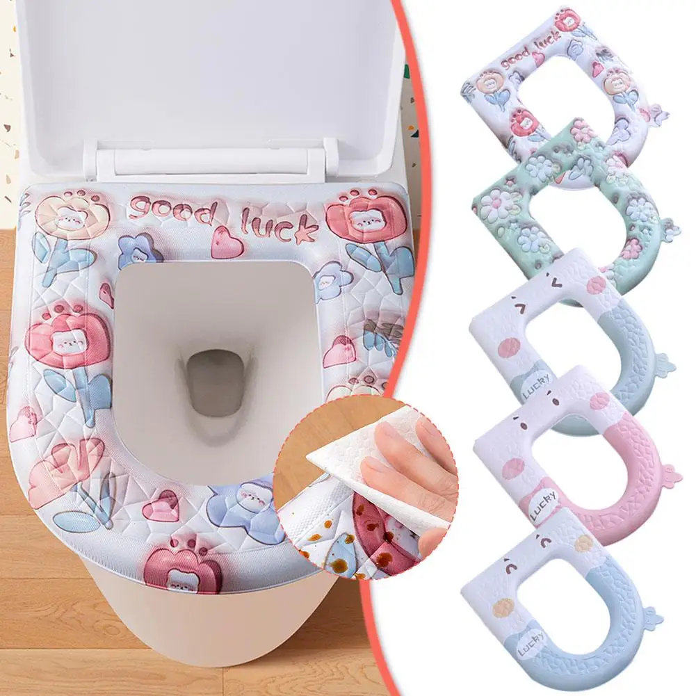 Cute Print Design Toilet Seat Cover Thickened Eva Toilet Seat Soft Cartoon Pattern Toilet Seat for Bathroom for Toilet