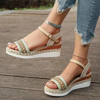 Zoki Plus Size Ankle Buckle Wedge Sandals for Women 2025 Summer Non Slip Beach Shoes Woman Lightweight Platform Sandles Female - Image 6