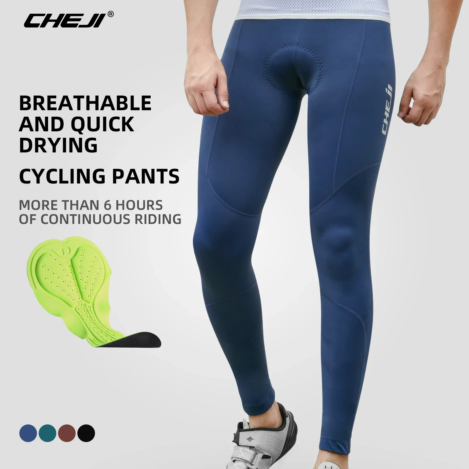CHEJI Cycling Pants Men Cycling Team MTB Pants Riding Mountain Bike Trousers Road Bicycle Padded Breathable Bike Long cycling pants