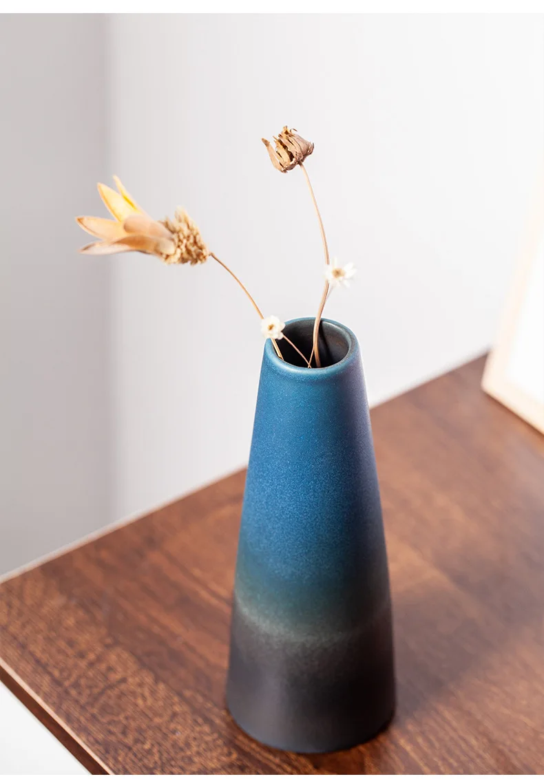 Black Ceramic Small Vase Home Decoration Crafts Desktop Ornament Simplicity Planter Flower Vase for Living Room Garden Decor