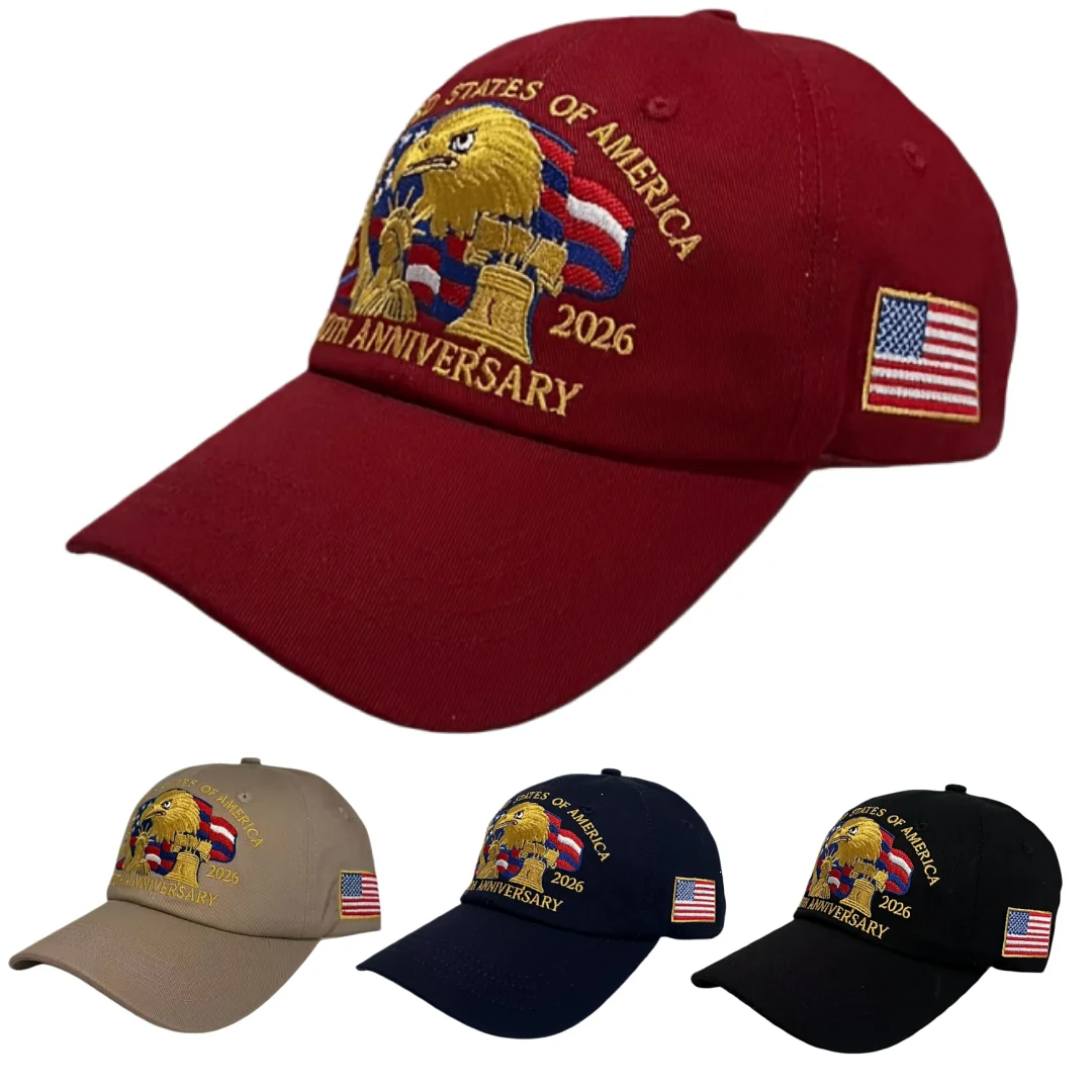 Amerikanische Baseballkappe zum 250-jährigen Jubiläum, patriotisches Adler- und Flaggen-Printdesign, verstellbare Sonnenkappe für den täglichen Freizeitgebrauch im Freien