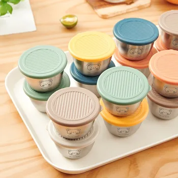 Portable with Small Storage Seasoning Box Leak-proof 304 Stainless Steel Small Storage Box Silicone Cover Condiment Containers