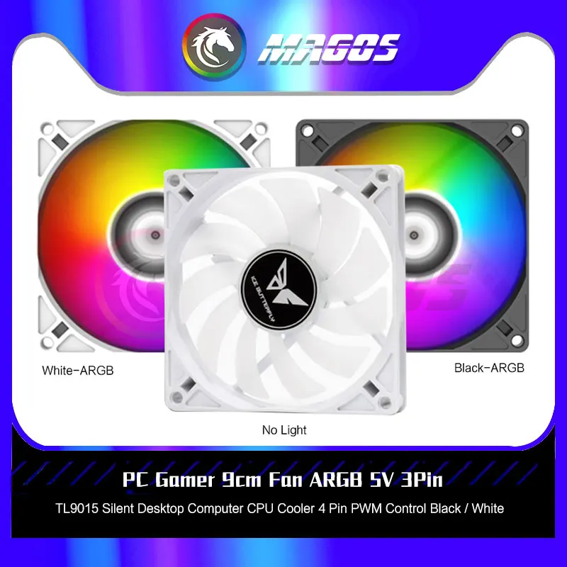 Mini Itx Case Fan 9Cm 9015/9025 Argb 5V 15Mm Slim 25Mm Silent Desktop Computer Cpu Cooler 4 Pin Pwm Control Nero/Bianco
