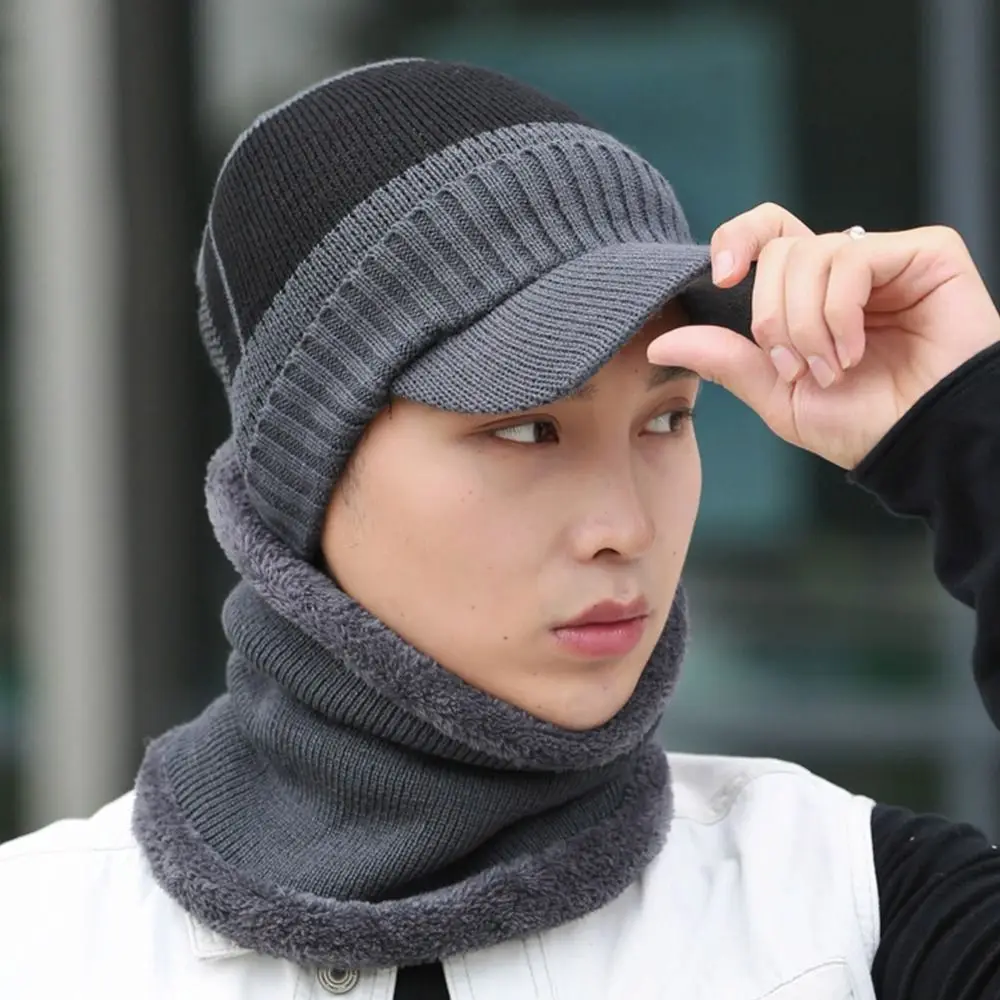 Winter Hat Knitted Beanie Cold Protection Fleece Ski Cap Breathable Men's