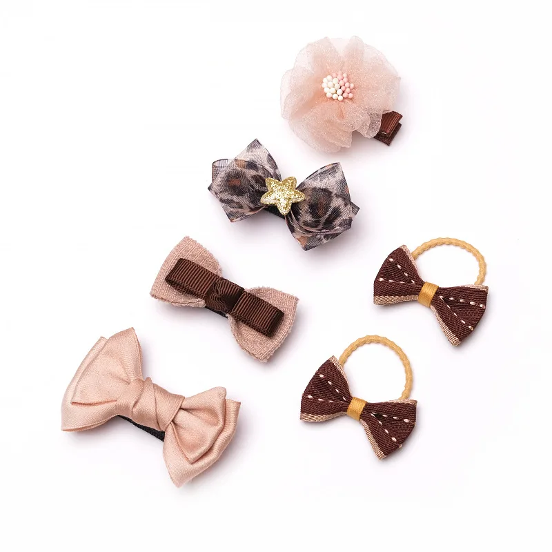 

6 шт./компл. детская модная заколка с бантом для детей девочек бутик кружева эластичные волосы для детей веревка для волос головной убор