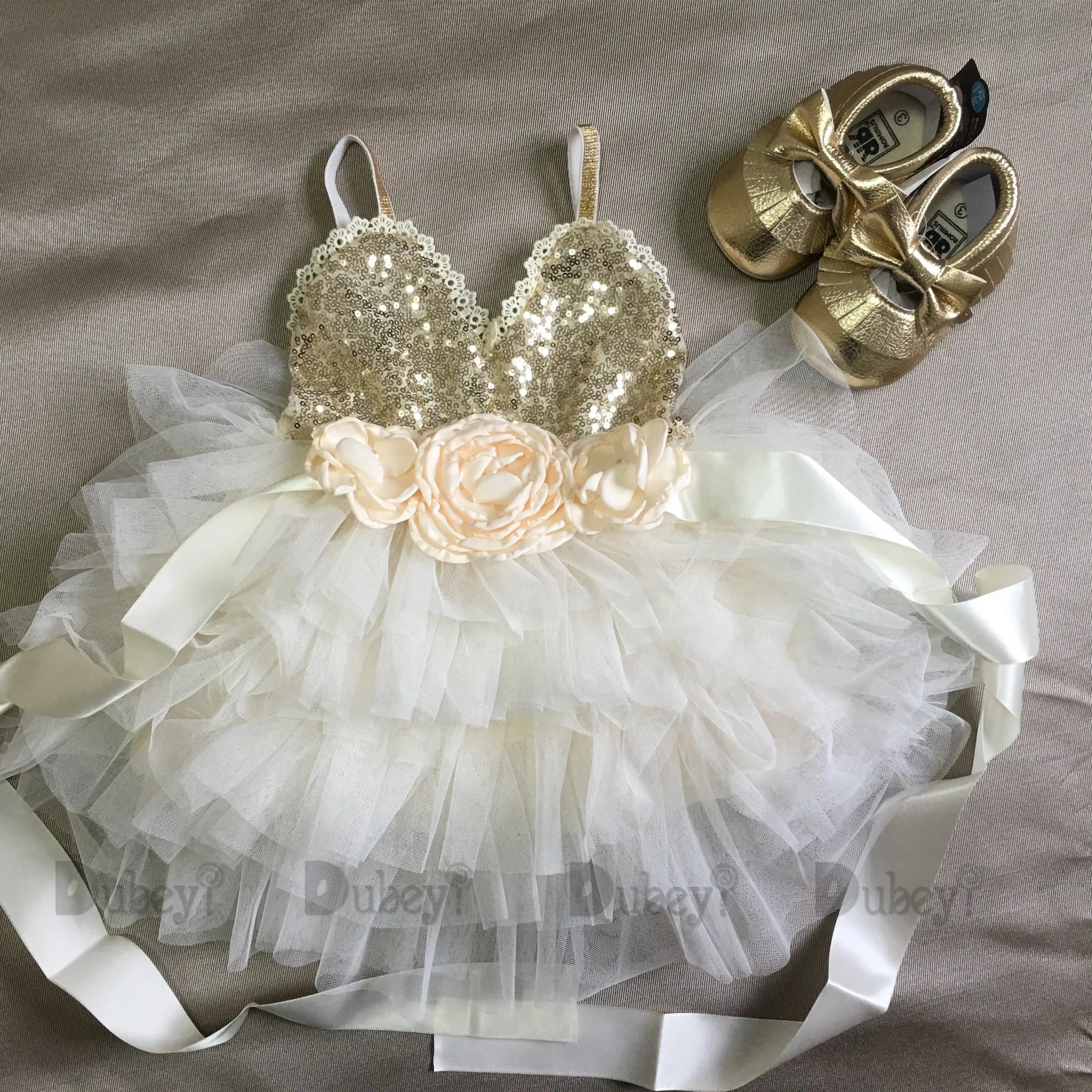 Bébé fille paillettes hauts Tutu jupe bandeau tenues ensemble fille fête  robe d'été 