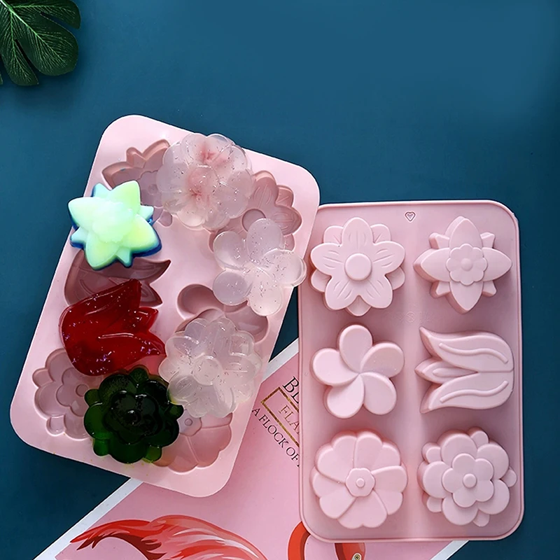 Silicone Mold Baking Mold Soap Molds 6 Cavity Flower shaped Tulip Silicone Mold Soap Candle Hand Making DIY Cake Chocolate Dessert Baking Mold
