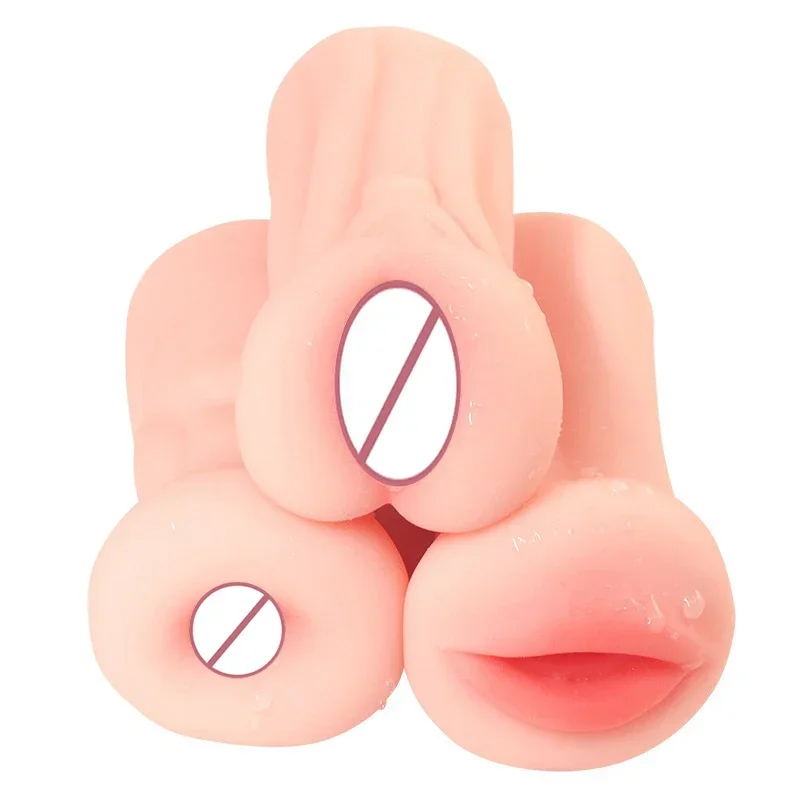 Male Masturbator Male Soft Silicone Masturbation Cup Sex Toys 4D Realistic Deep Throat Mouth Vagina Anal Vacuum Stimulator Men Goods For Adults