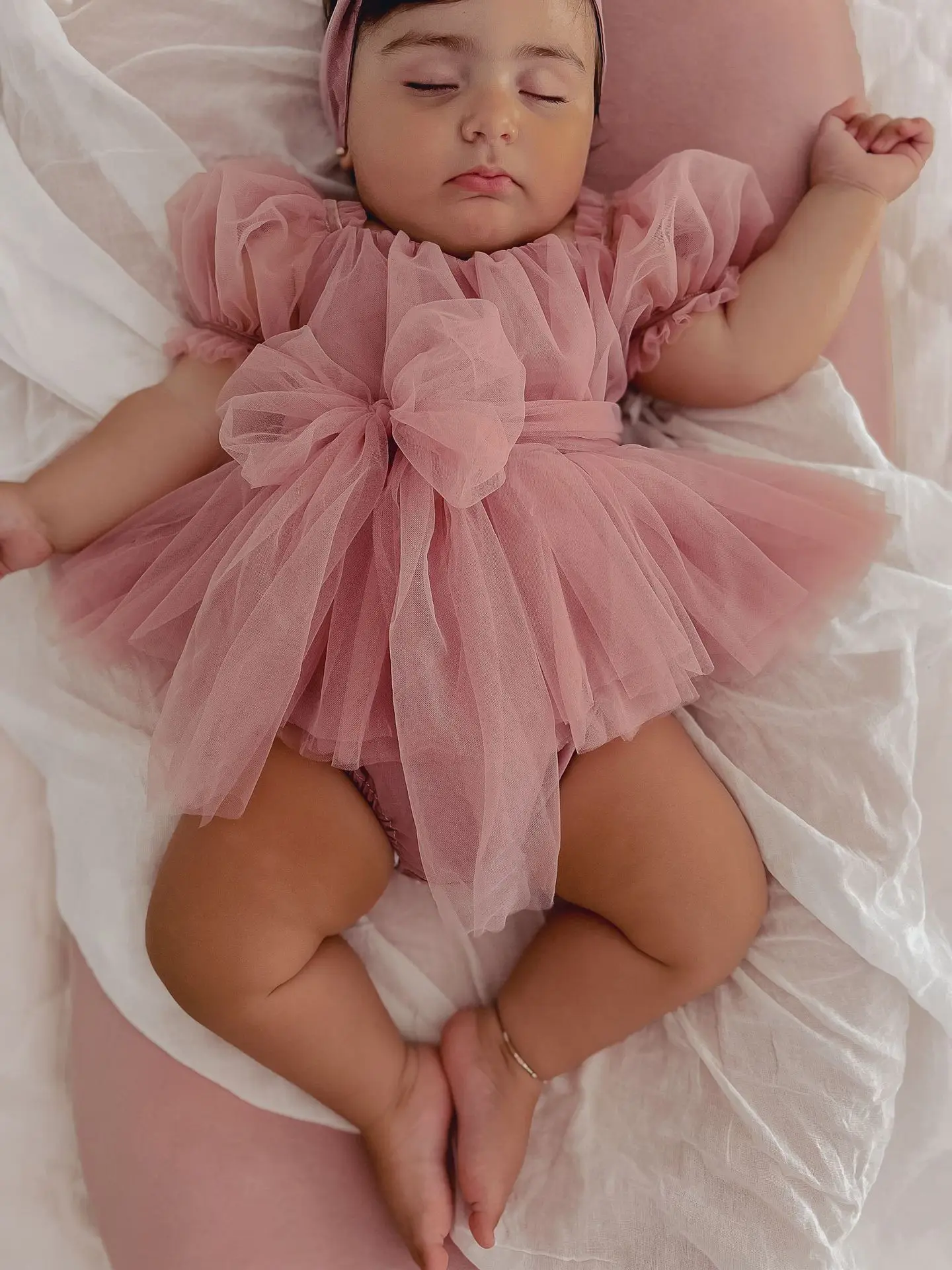 Summer Baby Girls Mesh One Piece Puff Sleeve Clothing