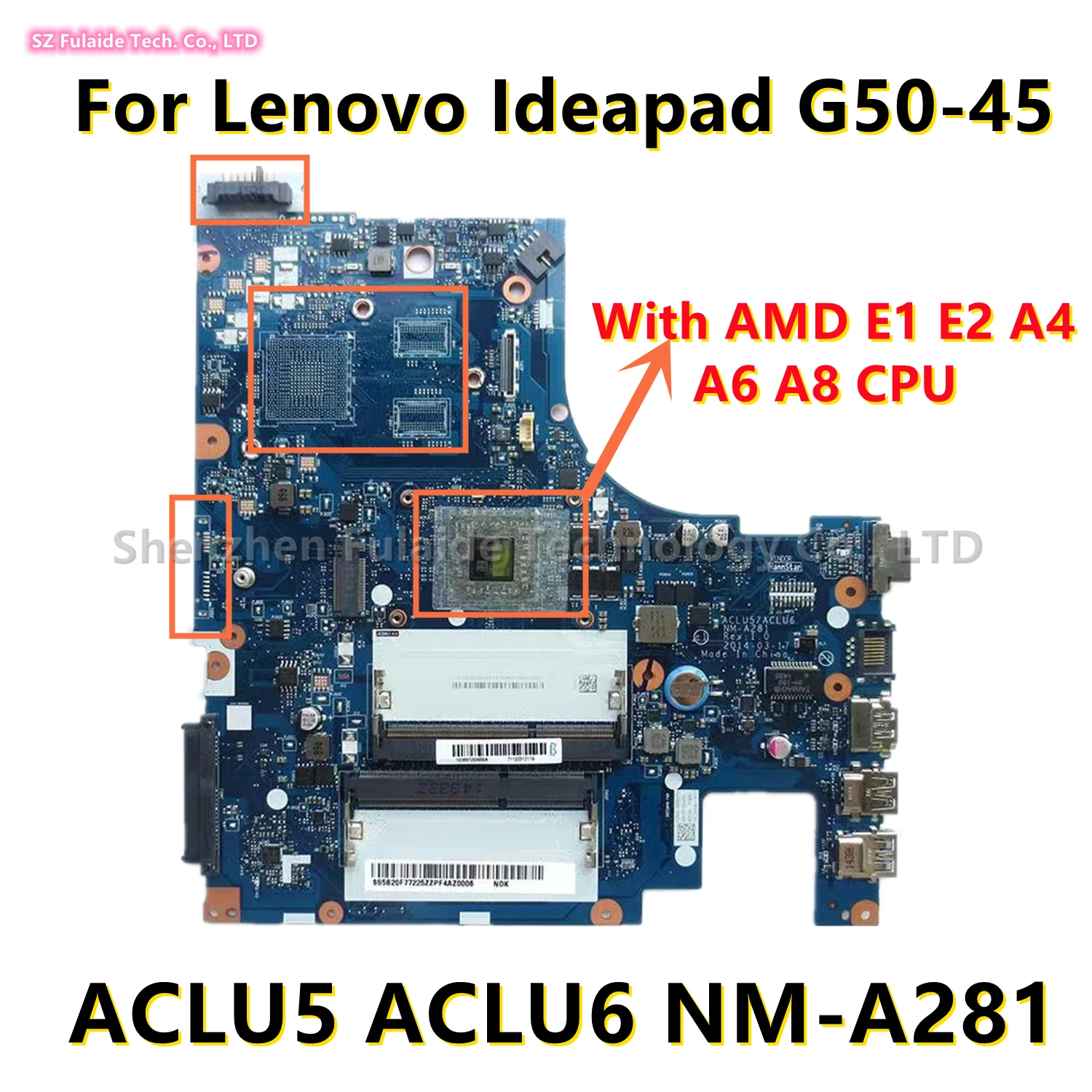 

ACLU5 ACLU6 NM-A281 для Lenovo Ideapad G50-45 материнская плата для ноутбука с AMD E1 E2 A4 A6 A8 CPU DDR3 5B20G38065 5B20G38059