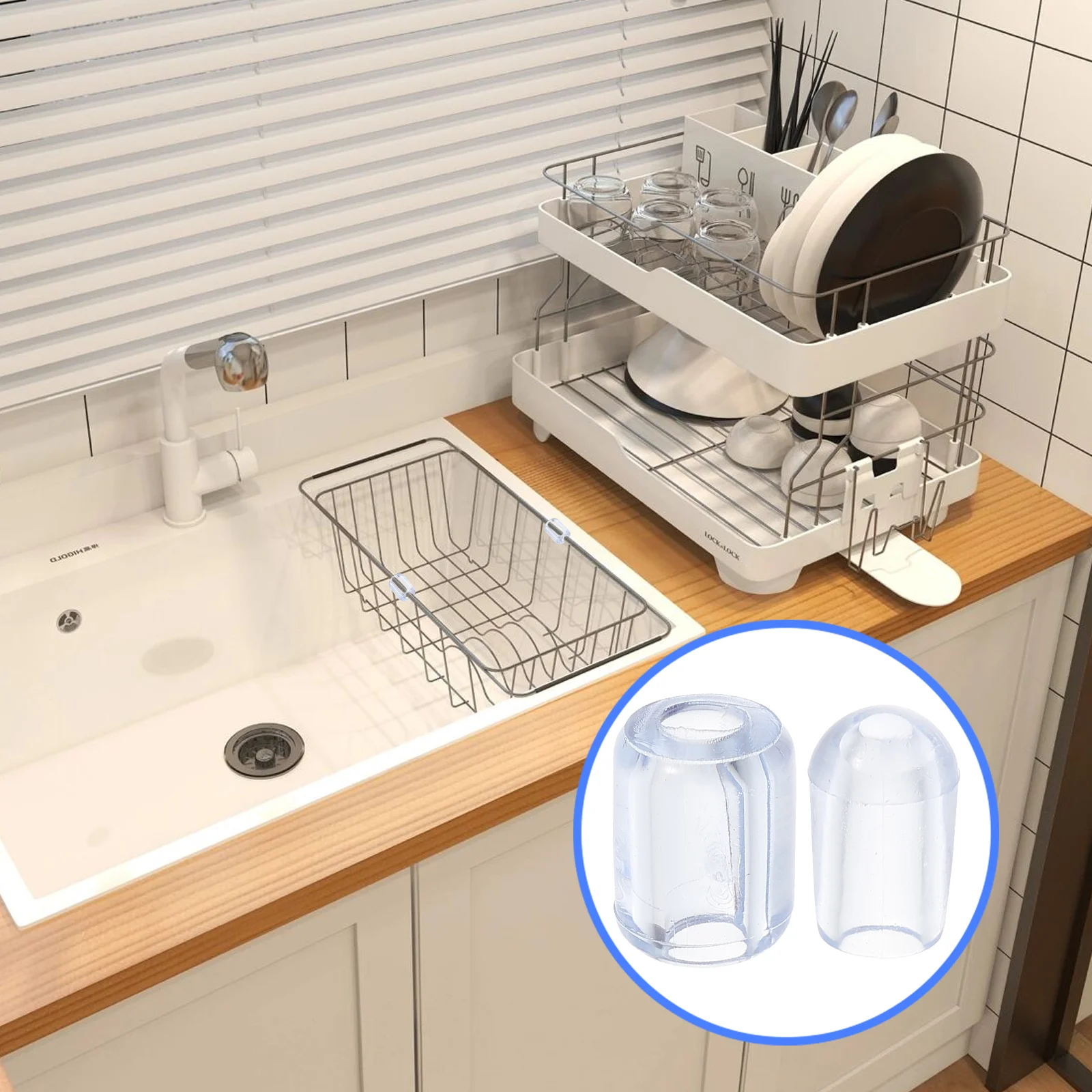 

80pcs Kitchen Sink Rack Feet Sink Rack Protectors Plastic Sink Protective Feet Replacement