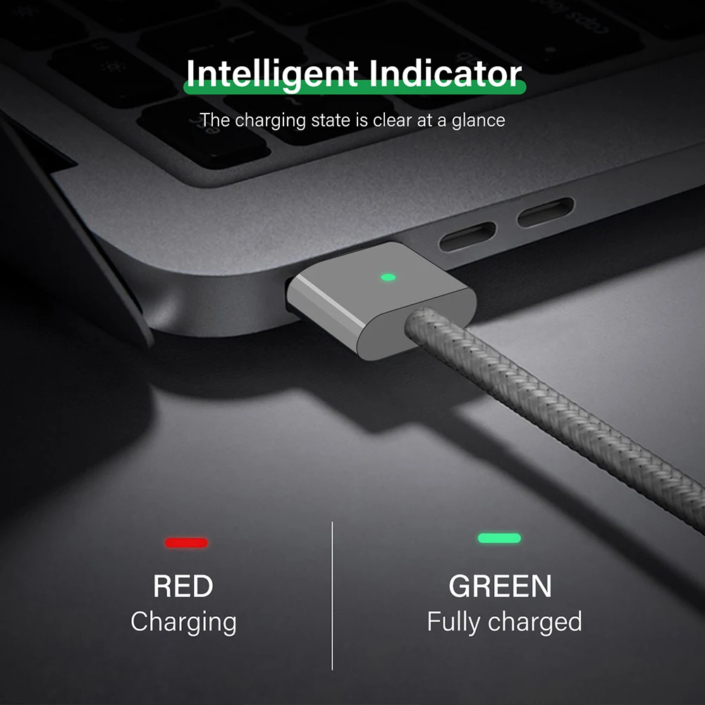 LISEN Cavo Di Ricarica Magnetico 140W USB-C To Mag-Safe 3, 2m, Per MacBook Pro/Air (M1-M4, 2021-2025), Argento
