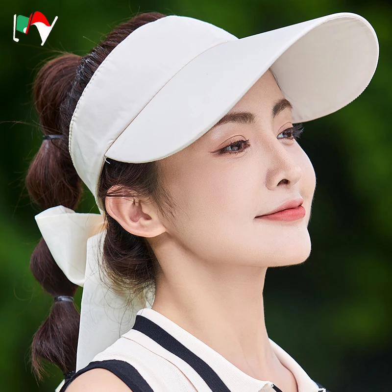 MY Golf Hat Ladies Empty Top Hats Large Brim Sun Visor Cap Sweat