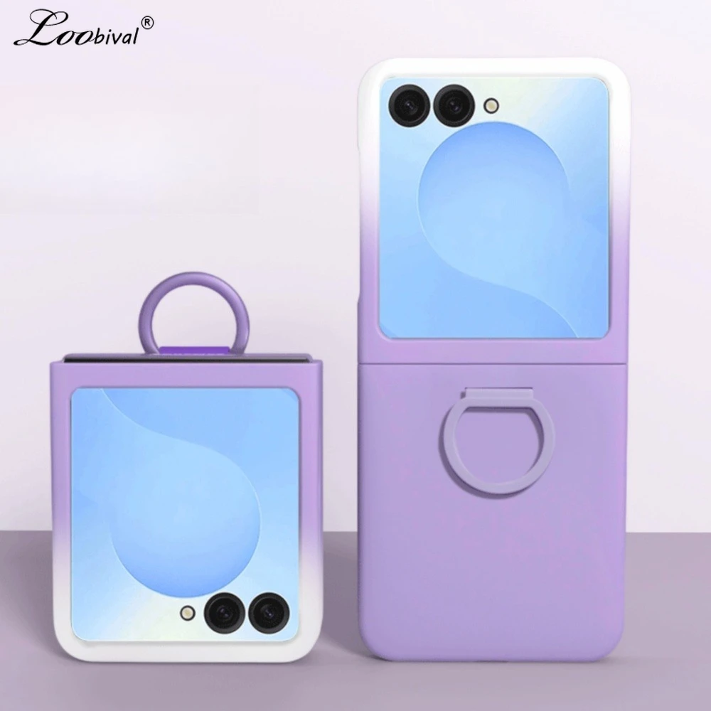 Ring Holder Candy Color Collision Case For Samsung Galaxy Z Flip 7 6 5 Zflip Flip7 Matte Gradient Shockproof Ultra Slim_voghion.com