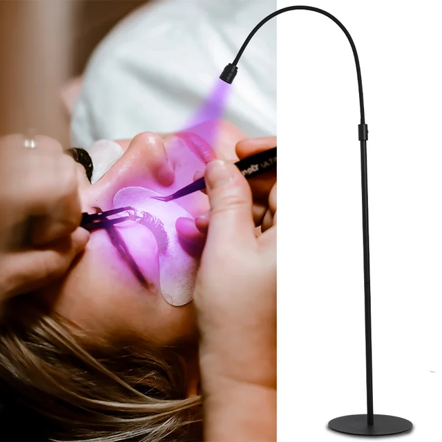 12W New LED UV Lamp Eyelash Extention Gel Curing Floor Lamp For Beauty Salon Foot Switch Adjustable Lamp Holder Angle Spotlight