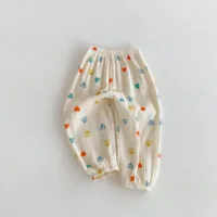 Child's Spring Summer Thin Pants Kids Girls Floral Pants Fashion Cute Pants For Baby Boys Loose Casual Simple Versatile Trousers 4