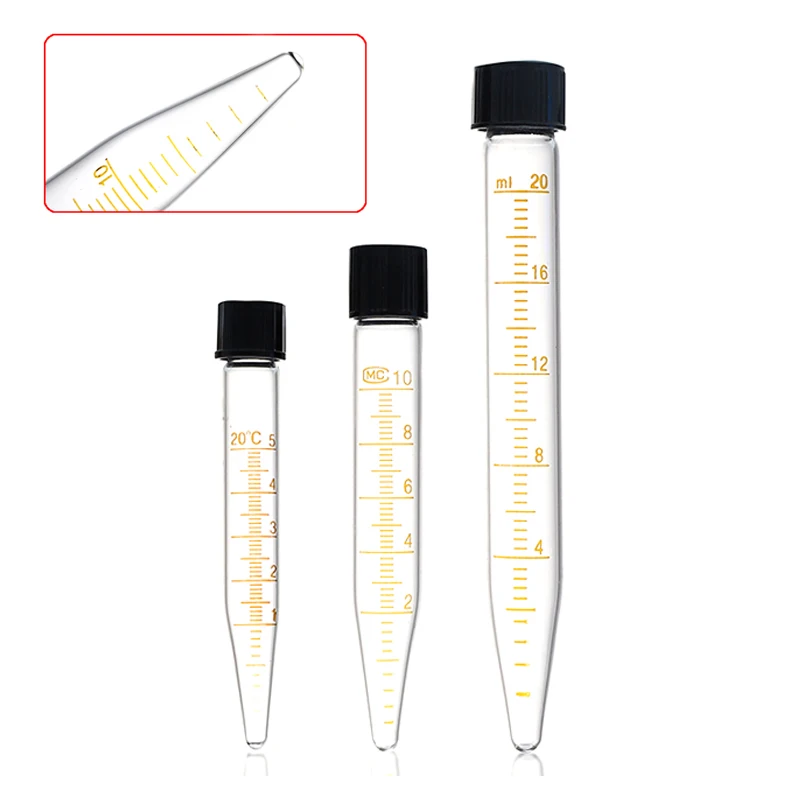 Tubes Graduated Glass Centrifuge Tube Glass Test Tube With Screw Cap Calibration Test Diameter 5ml 10ml 15ml 20ml 25ml 50ml