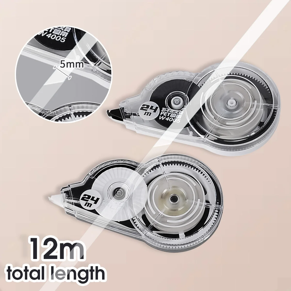 사무용품 교정 테이프, 롤러 학생 문구, 흰색 스티커 테이프, 5mm 너비, 120m 오류 지우개, 테이프 북, 5 개/세트