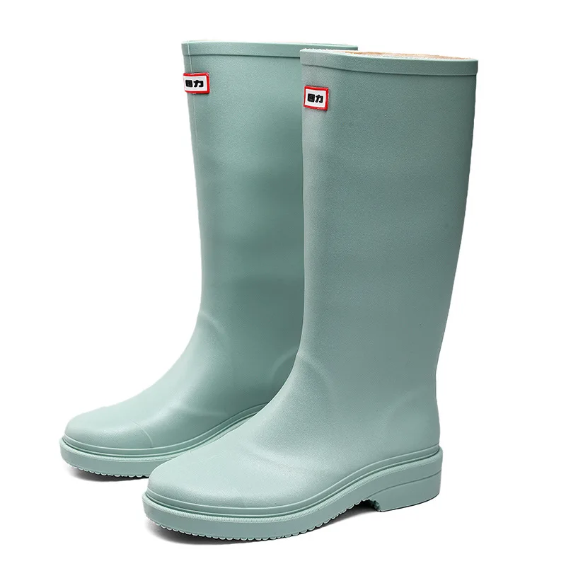 New Women Knee-high Rubber Rain Boots Tall Waterproof Female Rainboots Water Shoes Non-slip Wellies