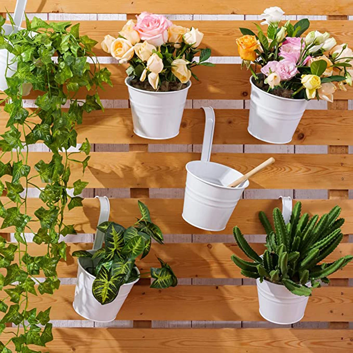 Hanging Plant Pots Metal Fence Planters Detachable Hook & Drain Hole Iron Flower Pots Balcony Planter Hanging Plant Pots flower pot,plant pot