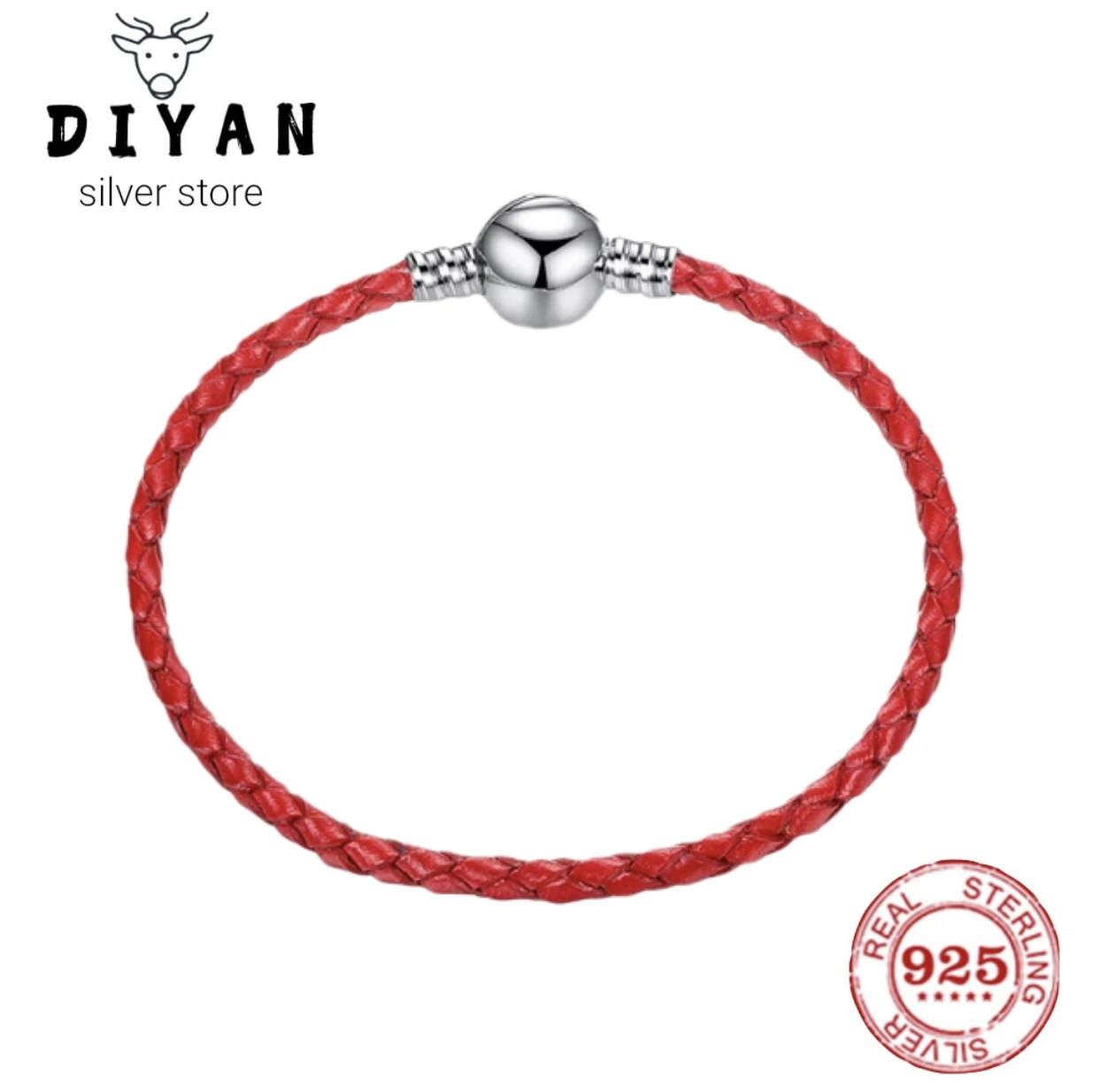 Hot selling 925% Sterling Silver Fitted original exquisite elegant leather women's bracelet party birthday charm jewelry gift