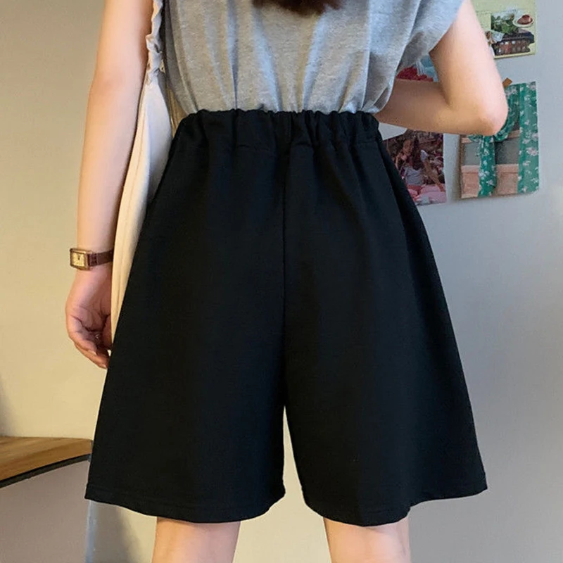 Summer Shorts Women Elastic High Waist Punk Streetwear Fitness Biker Shorts Korean Casual Loose Female Bottoms Cycling Shorts