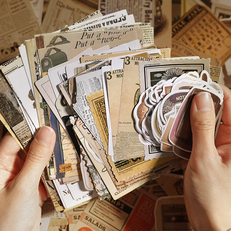 

200pcs/lot Memo Pads Material Paper gorge oneself Junk Journal Scrapbooking Cards Retro Background Decoration Paper