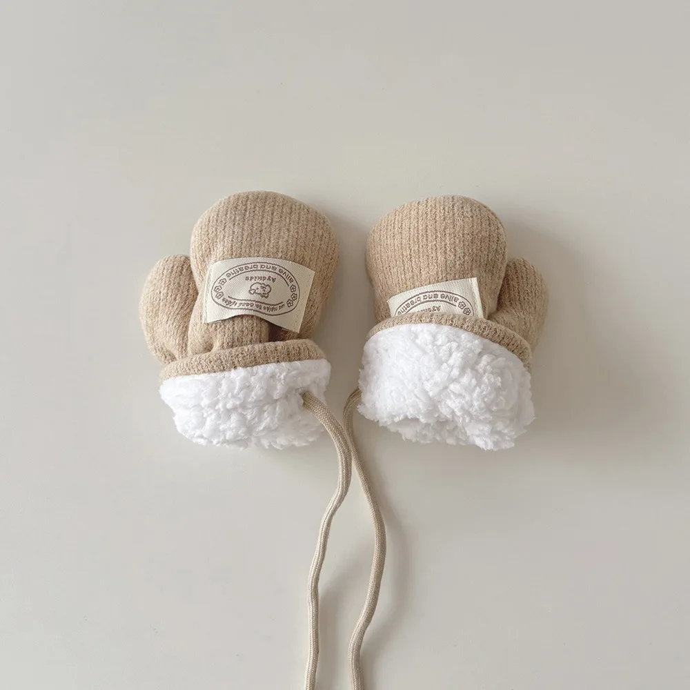 New Solid Color Neck Gloves Boys and Girls Korean Children's Gloves WinterWarm and Cold Bag Finger Wholesale