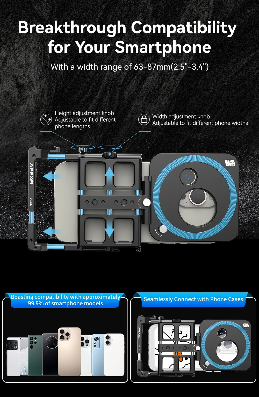 Universal Metal Phone Rig Video Kit Handheld Smartphone Vlog Cage Multifunctiona