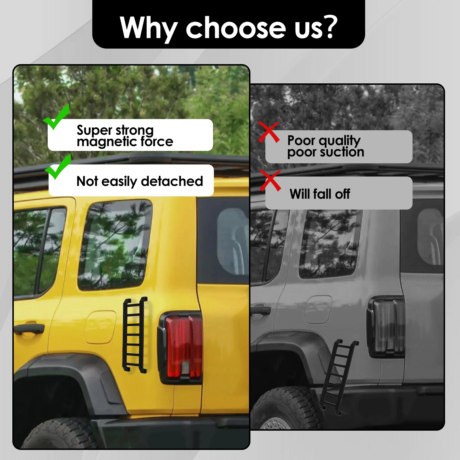 Widdle Wadder Little Ladder Magnet for Car 8inch Mini Decorative Little Ladder Mount to Multiple Surfaces Aluminum Alloy