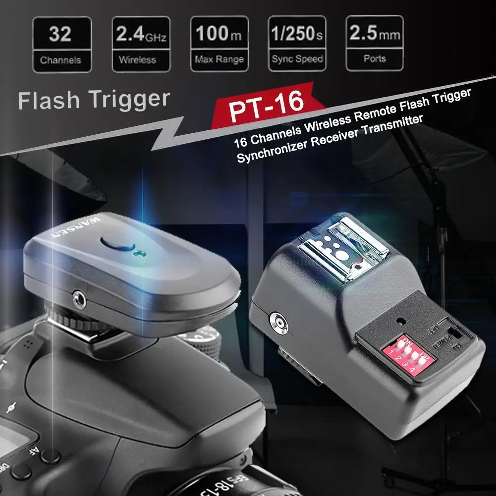 Photo Studio Accessories Hot Shoe Flash Lamp 16 Channels Radio Wireless Remote Speedlite Flash Trigger