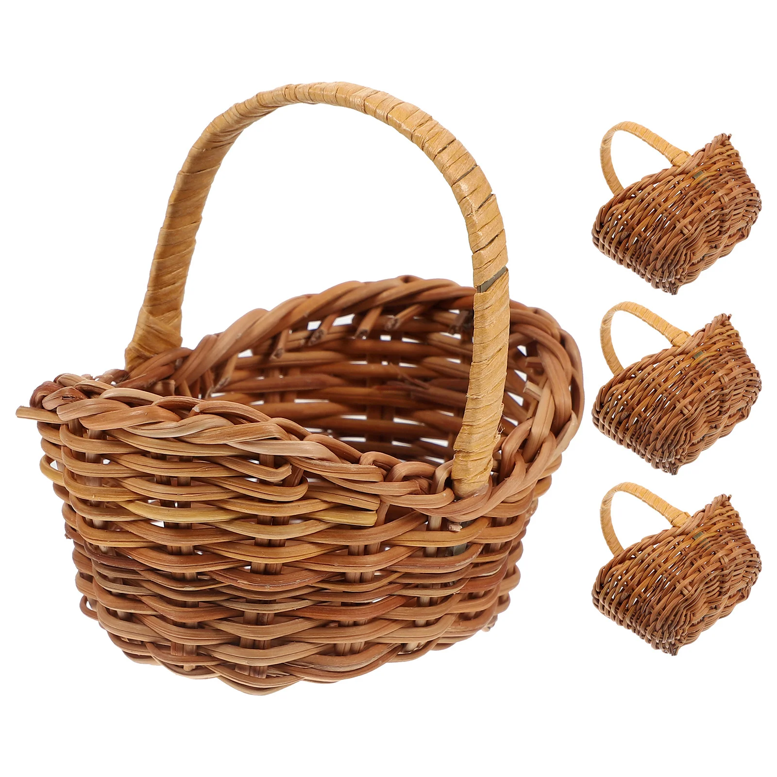 4 Pcs Mini Woven Basket Set Rattan Baskets Storage Bins Tiny Flower Arrangement Holder Small Container Home Storage ganization 3