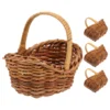 4 Pcs Mini Woven Basket Set Rattan Baskets Storage Bins Tiny Flower Arrangement Holder Small Container Home Storage ganization 3