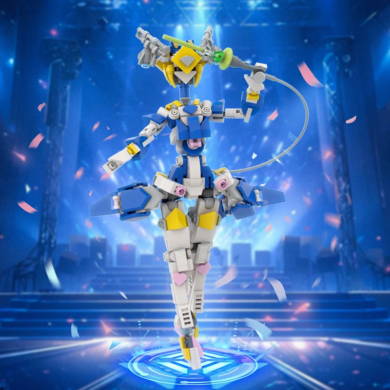 Moc Creative Suit Robot Girl Singer Robot Building Block Assembly Model Mobile Suit Girl Robot Femminile Brick Toy Regalo Di Festa