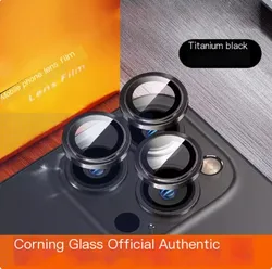 Premium Metal Camera Lens Protector with Tempered Glass and Protective Film - 11pro 11proMax (Black)