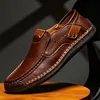 New Fashion Men Casual Shoes Handmade Leather Loafers Comfortable Men's Shoes Quality Split Leather Flat Driving Shoes Size 48