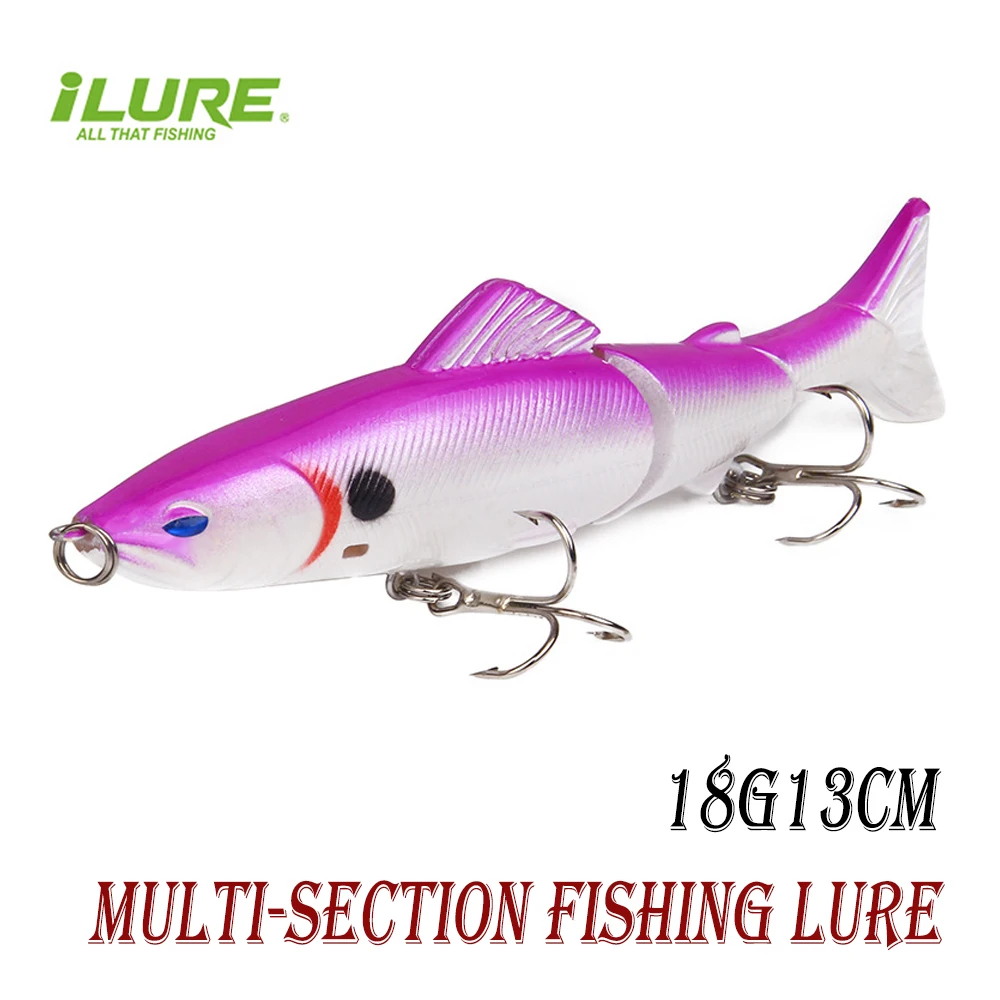 ILURE Multi-section Hard Fishing Lure Artificial Minnow Rotating Trolling Pike Carp Crank13cm18g Sea Fishing Trout Wobbler Pesca
