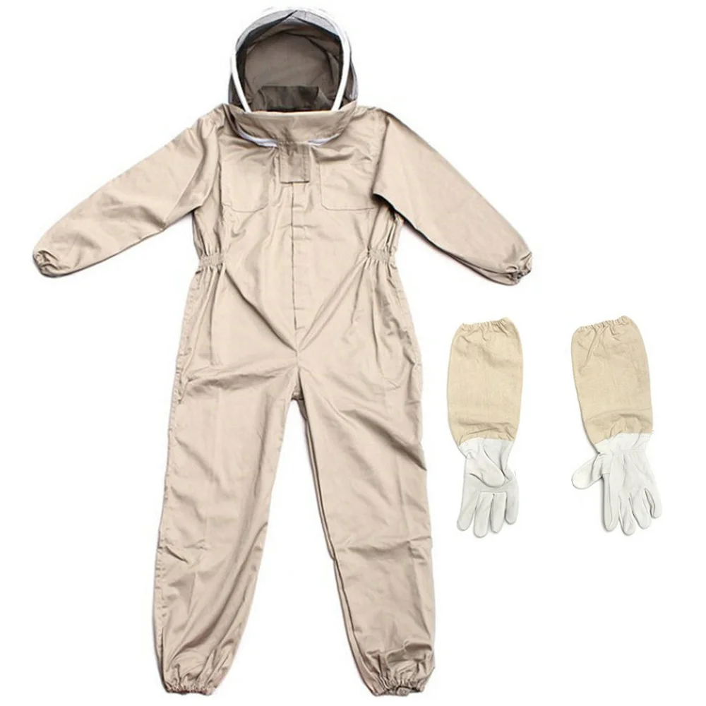 Beekeeping Poly-cotton Bee Proof Protective Clothing Full Body Beekeeper Suit Farm Unisex Safety Outfit Glove Veil Hood Apiary beekeeping suit beekeeping clothing