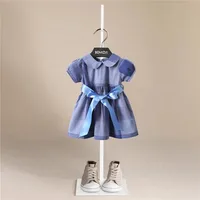 Vêtements d'été Bab filles robe fille coton décontracté Plaid nœud ceinture enfants robe nouveau mignon enfants vêtements en gros 1-13 ans 2